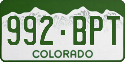 CO license plate 992BPT