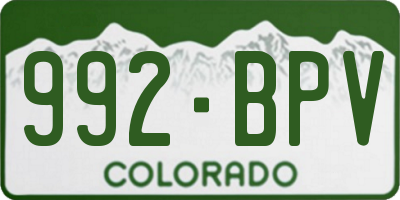 CO license plate 992BPV