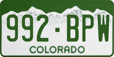CO license plate 992BPW