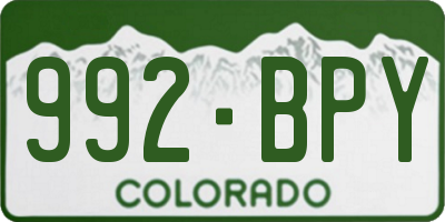 CO license plate 992BPY