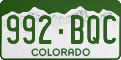 CO license plate 992BQC
