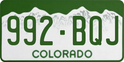CO license plate 992BQJ