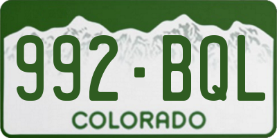 CO license plate 992BQL