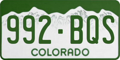 CO license plate 992BQS