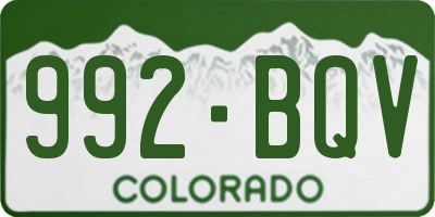 CO license plate 992BQV