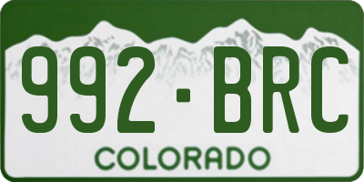 CO license plate 992BRC