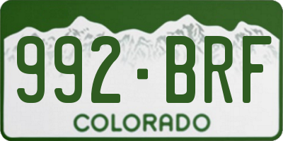 CO license plate 992BRF