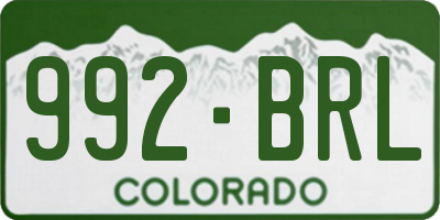 CO license plate 992BRL