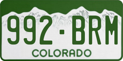 CO license plate 992BRM