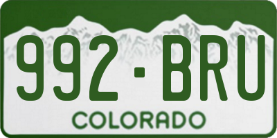 CO license plate 992BRU