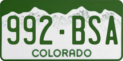 CO license plate 992BSA
