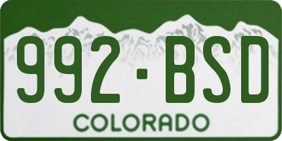 CO license plate 992BSD