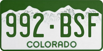 CO license plate 992BSF