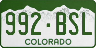 CO license plate 992BSL