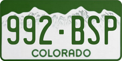 CO license plate 992BSP