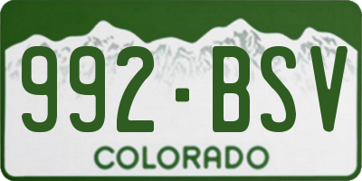 CO license plate 992BSV