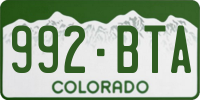 CO license plate 992BTA