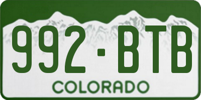 CO license plate 992BTB
