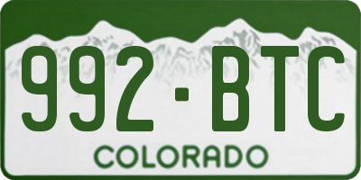 CO license plate 992BTC