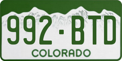 CO license plate 992BTD