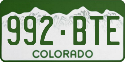 CO license plate 992BTE