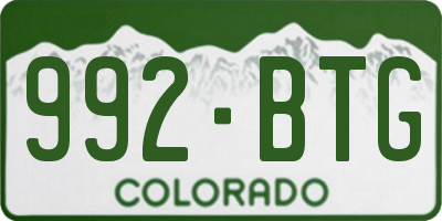 CO license plate 992BTG