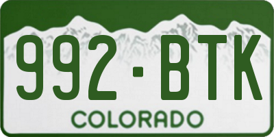 CO license plate 992BTK