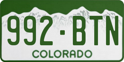 CO license plate 992BTN