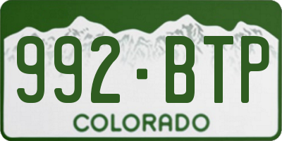 CO license plate 992BTP