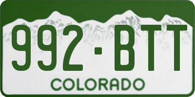 CO license plate 992BTT