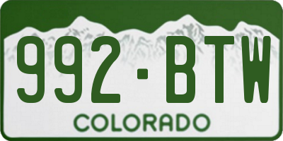 CO license plate 992BTW