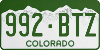 CO license plate 992BTZ