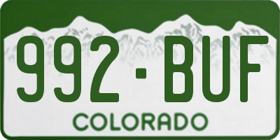 CO license plate 992BUF