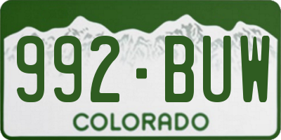 CO license plate 992BUW