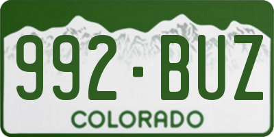 CO license plate 992BUZ