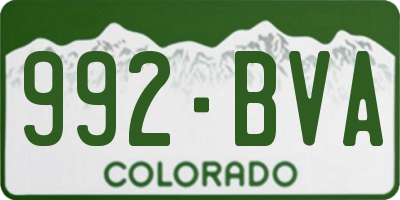 CO license plate 992BVA