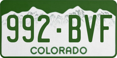 CO license plate 992BVF