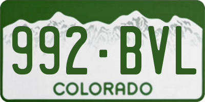 CO license plate 992BVL