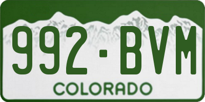 CO license plate 992BVM