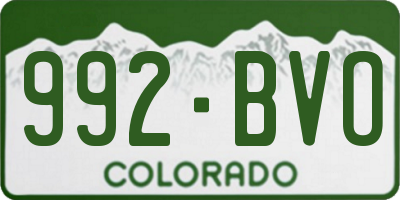 CO license plate 992BVO