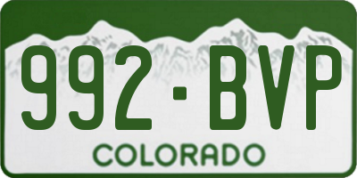 CO license plate 992BVP