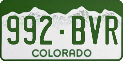 CO license plate 992BVR