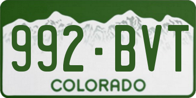 CO license plate 992BVT