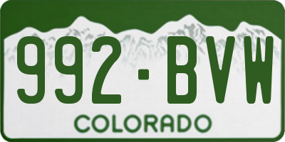 CO license plate 992BVW