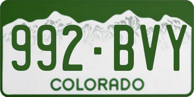CO license plate 992BVY