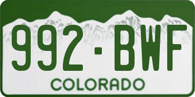 CO license plate 992BWF