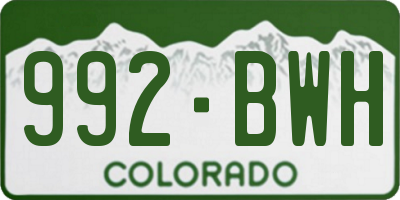 CO license plate 992BWH