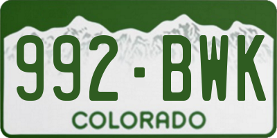 CO license plate 992BWK