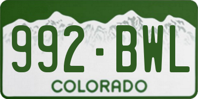 CO license plate 992BWL