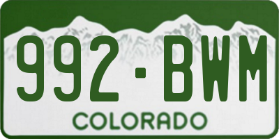 CO license plate 992BWM